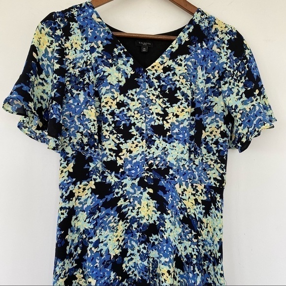 Talbots fit and flare midi dress with v-neckline and ruffle sleeves, petite - Picture 3 of 11